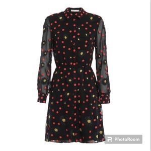 Alice + Olivia Enid Floral Embroidered Appliqué Shirt Dress